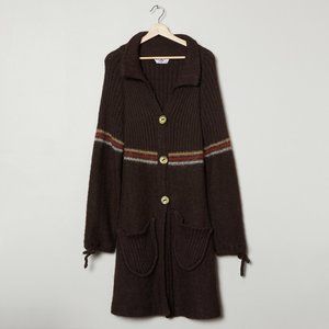 Vtg 70s Chocolate Stripe Cardigan XS